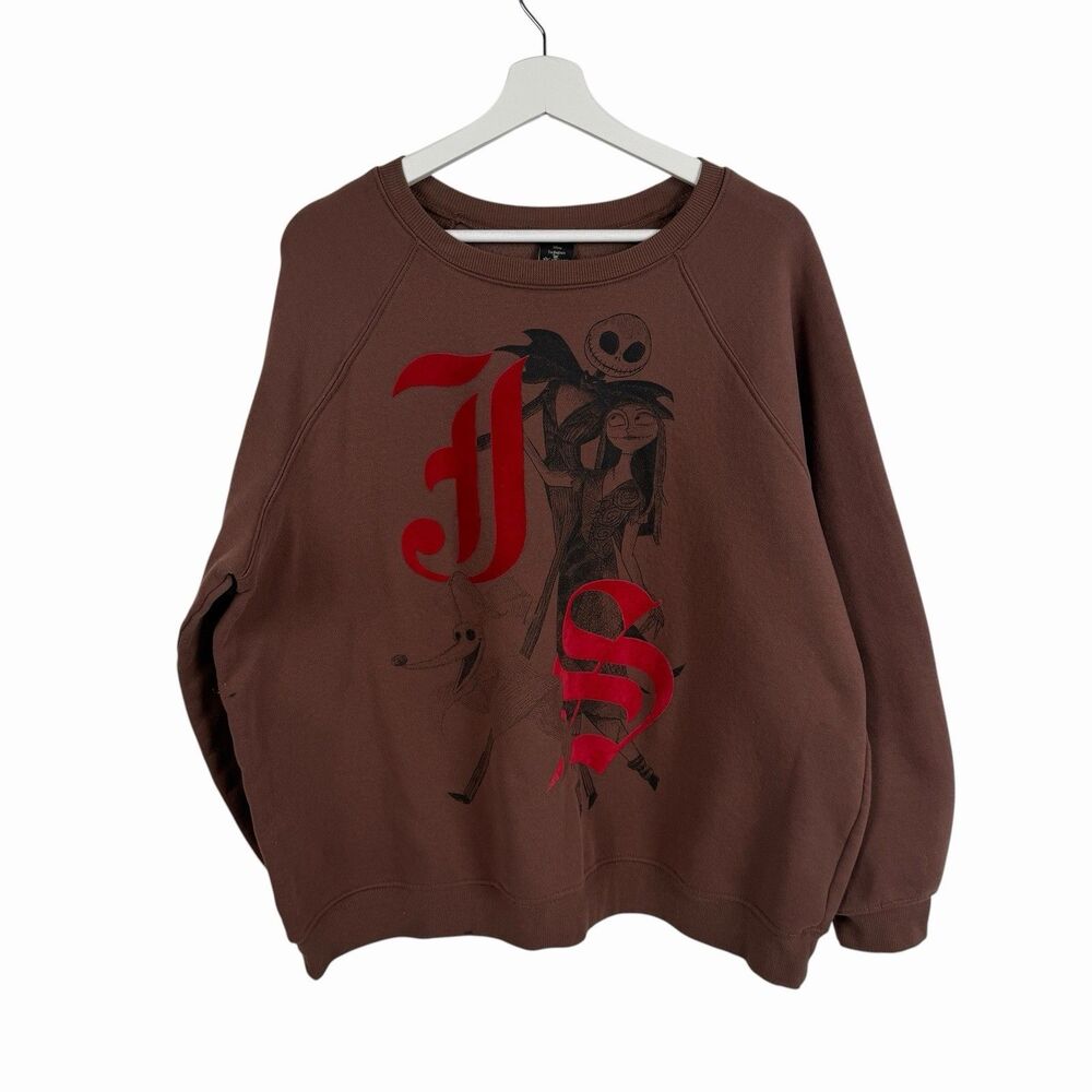 Disney The Nightmare Before Christmas Sweatshirt 3XL Brown Crew Neck Jack Sally